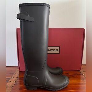 Hunter Original Tall Back Adjustable Rain Boots Black Women’s US 8 EU 39